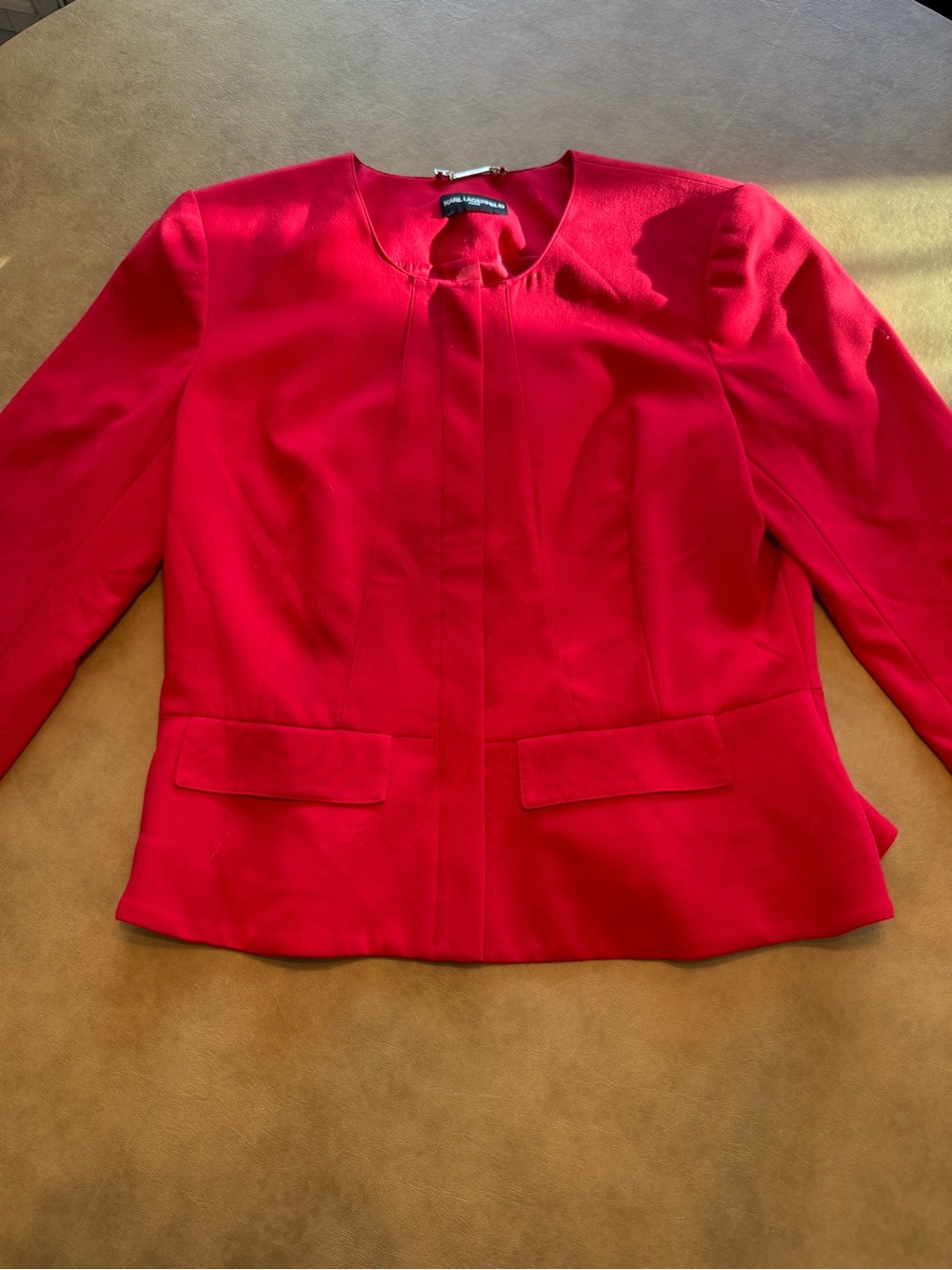 Karl Lagerfeld Bright Red Collarless Women's Blazer